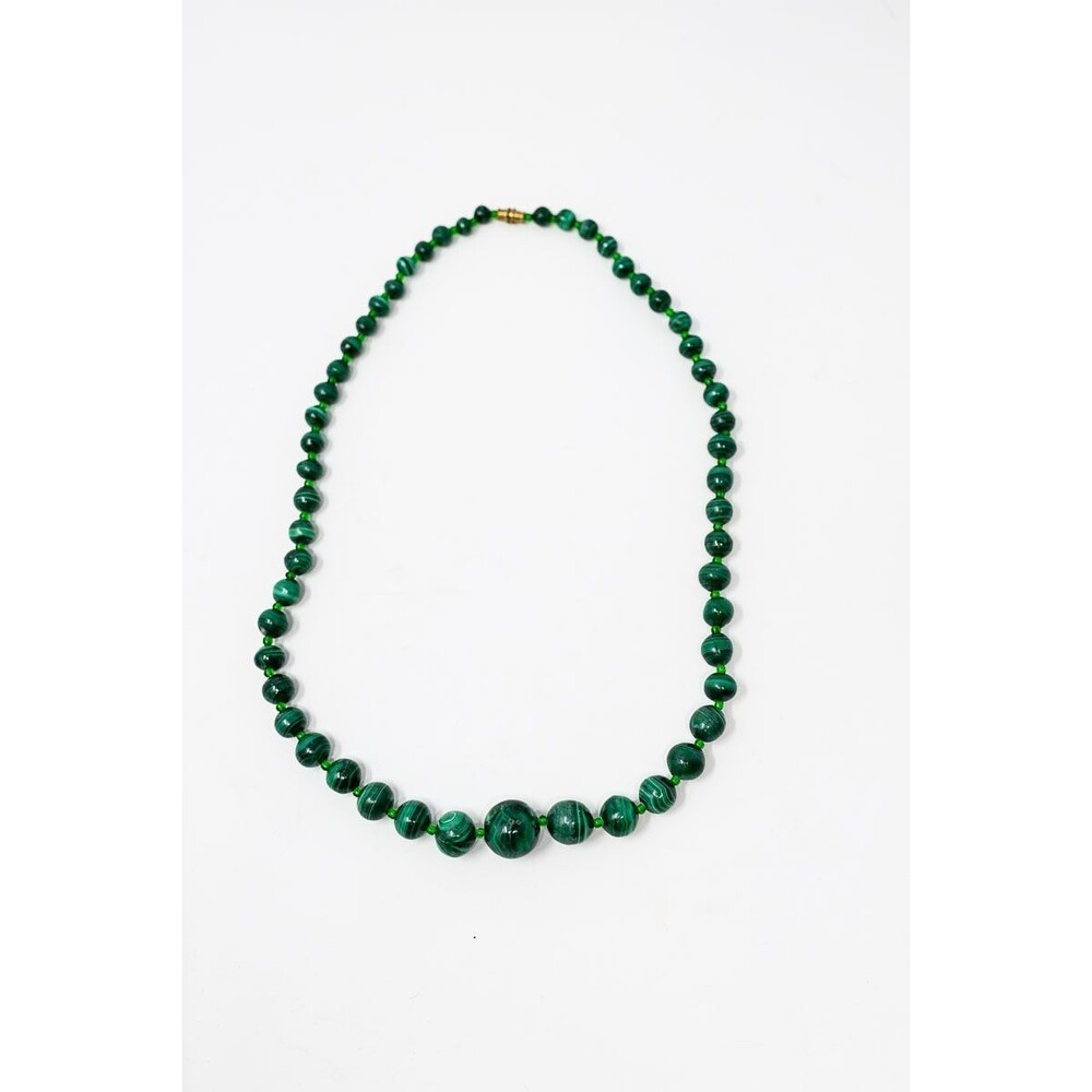 Malachite green beaded necklace chunky 22"